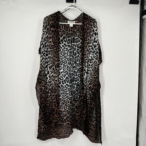 Womens Say What Open S/M Cardigan Kimono Wrap Lightweight Leopard Animal Boho